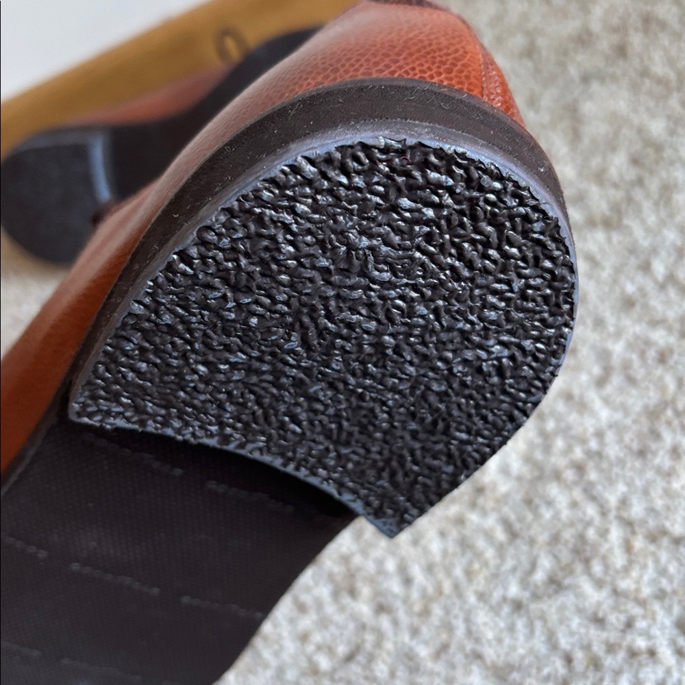 Salvatore Ferragamo Brown Pebble Grain Leather Plain Toe Oxfords Shoes 11 D - Picture 7 of 10